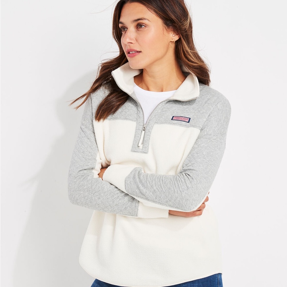 Vineyard Vines Mixed Media Sherpa Half-Zip Sweater NWT Women’s Size M